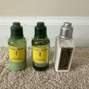 L'Occitane Set Verveine Agrumes Body Milk Lotion Shower Gel Travel Sizes 1.1 Oz